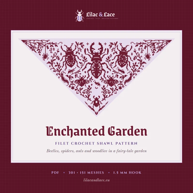 Enchanted Garden filet crochet shawl chart