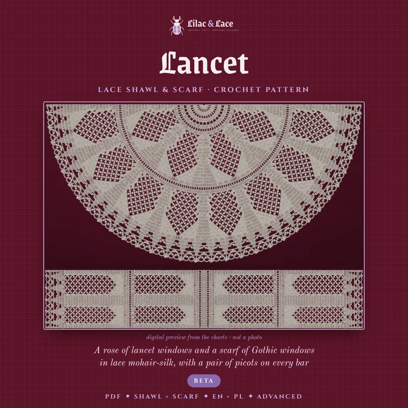 Lancet: digital preview of the shawl and the scarf (not a photo)