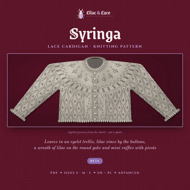 Syringa: digital preview of the finished cardigan (not a photo)